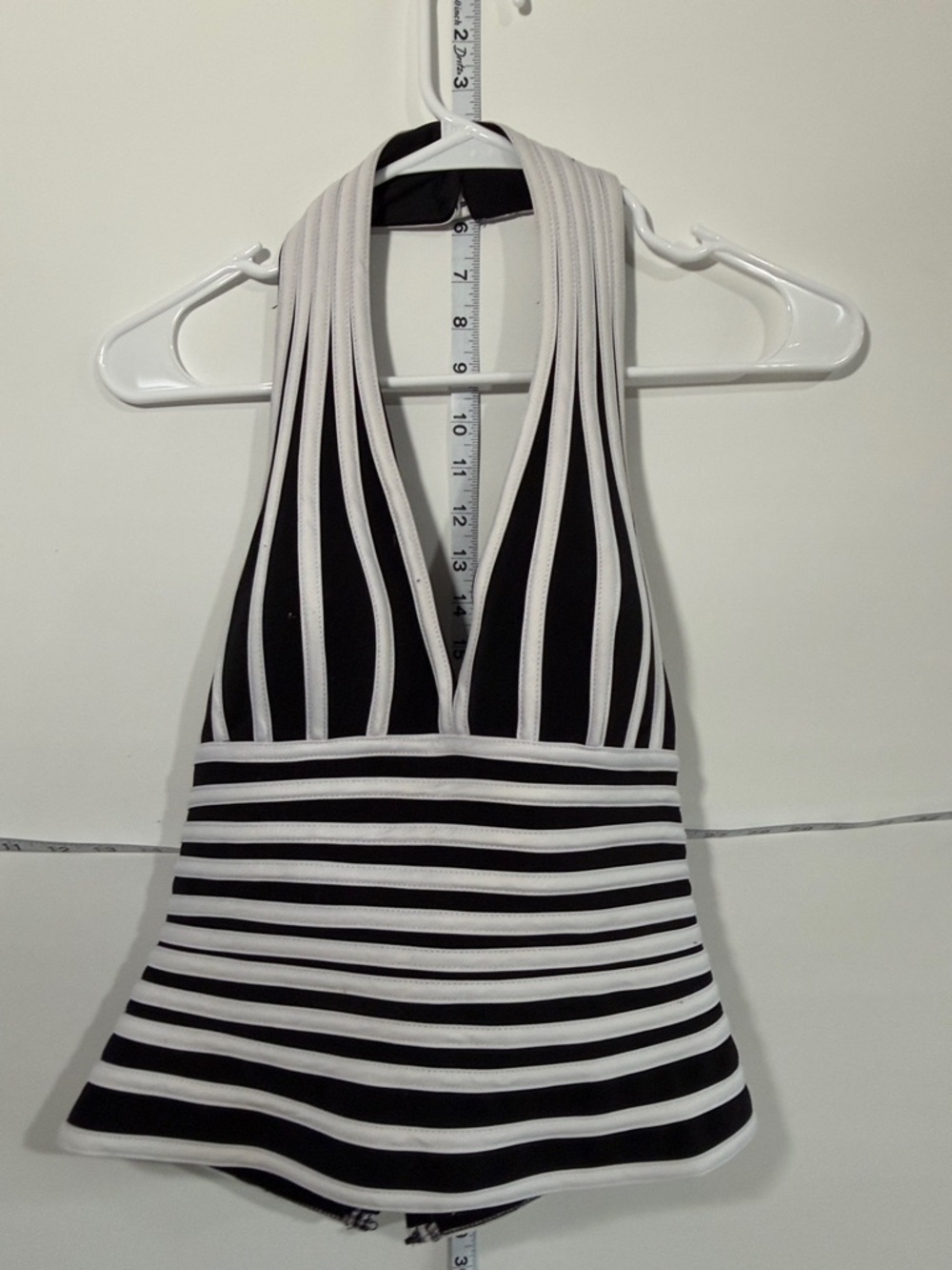 CACHE Y2k baddie Black and White Striped Halter Top